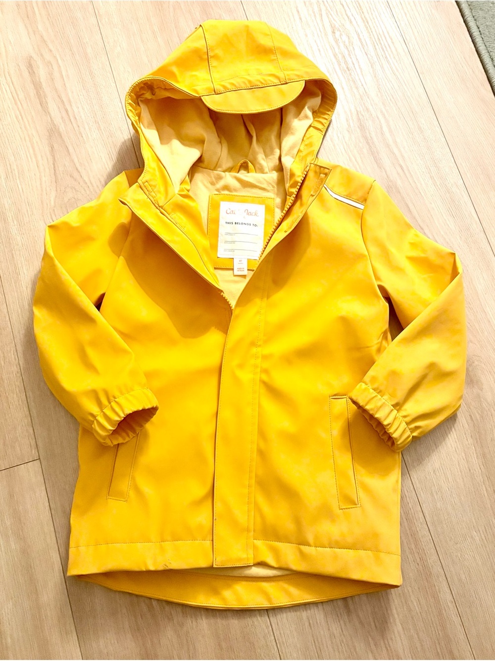 Cat & Jack Bright Yellow Hooded Kids Raincoat - Toddler 4T